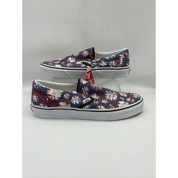 Vans Classic Slip On Vans Crew Floral/Red Classic Skate Shoes Men's 9.5 Women 11 - Picture 1 of 6